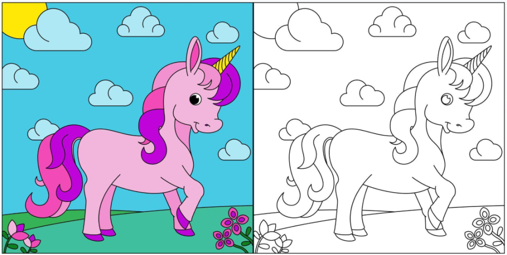 Unicorn de colorat